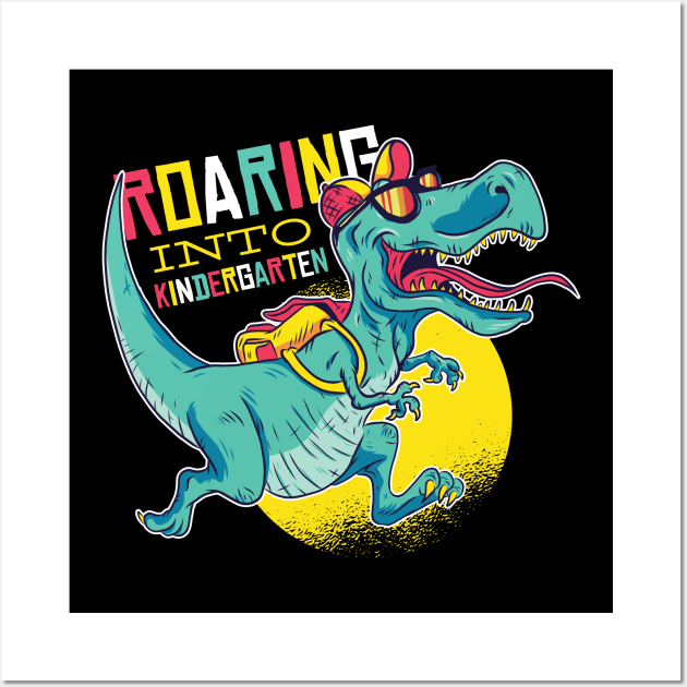 Roaring into Kindergarten // Fun T-Rex Back to School Wall Art by SLAG_Creative